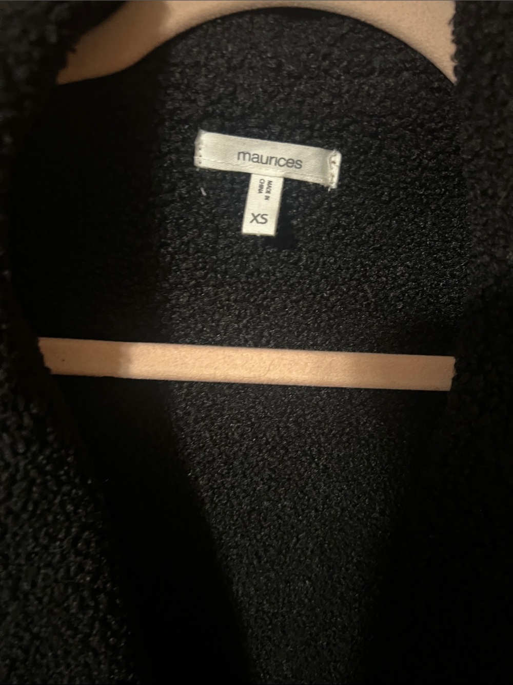 Maurices Black Teddy Jacket with Plush Sherpa Texture